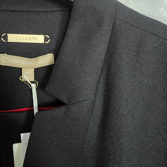 NWT Talbots Black Virgin Wool Notch Collar Single Button Blazer 24W - Picture 3 of 14